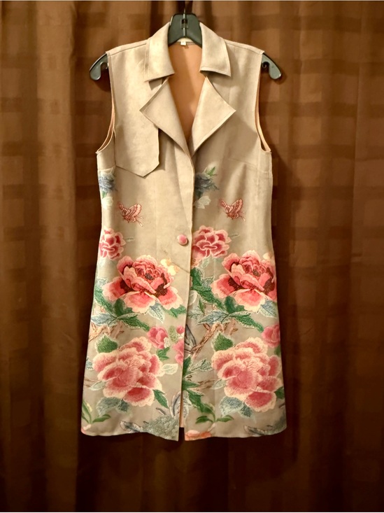 Anthropologie Jackets & Blazers - Anthropologie Solitaire Faux Suede Floral Long Vest Duster Size Small Bohemian
